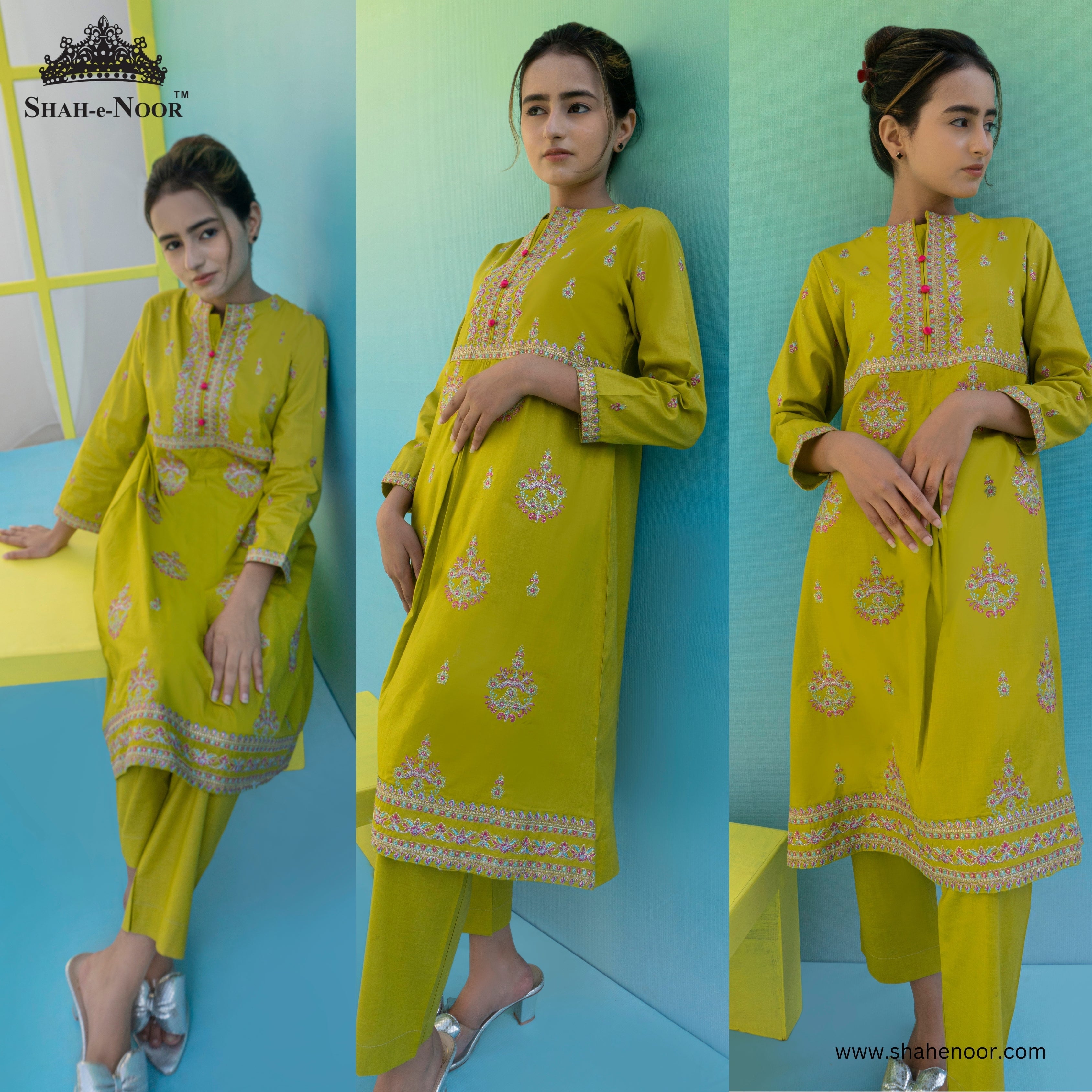 SN-107 cambric embroidered suit Shah e Noor 