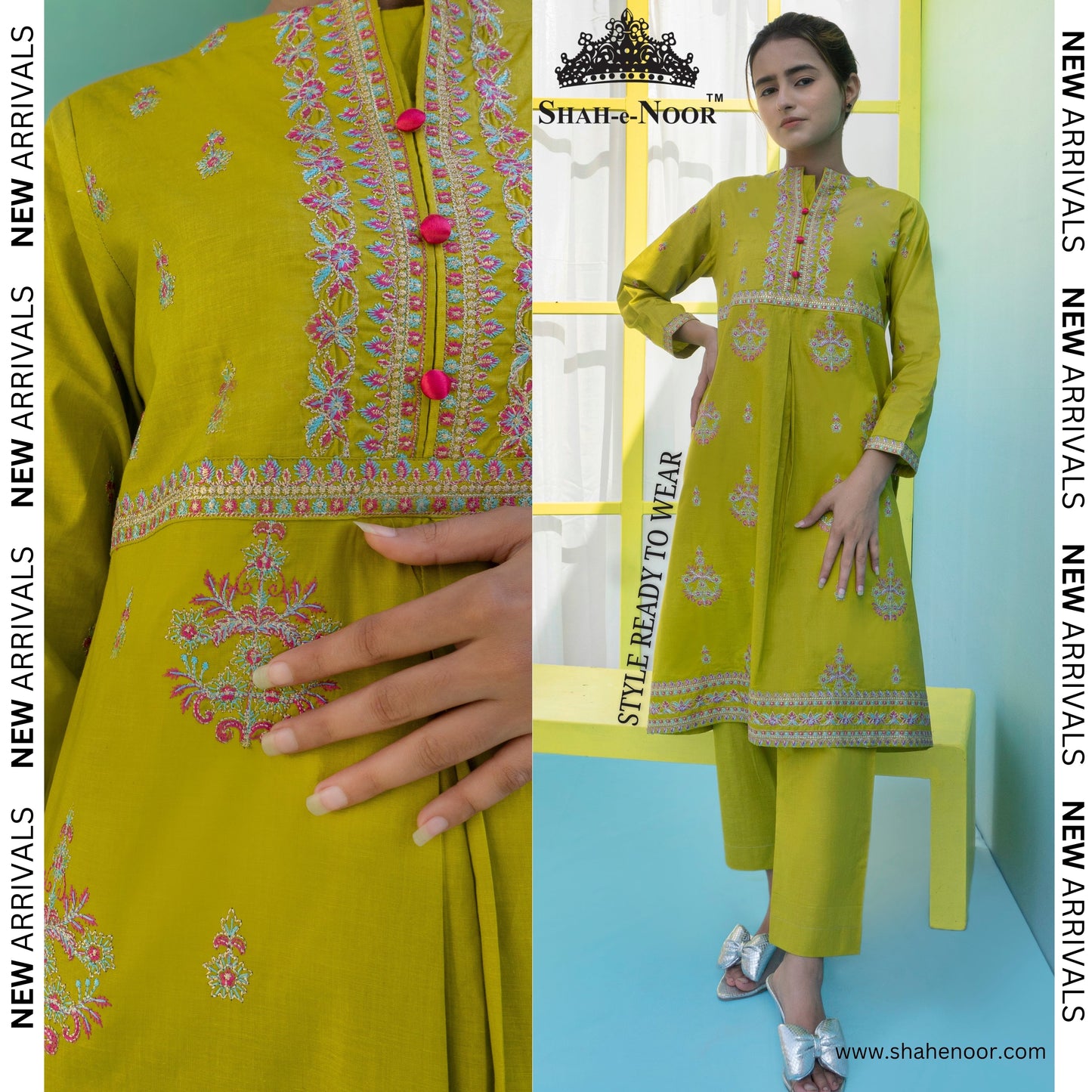 SN-107 cambric embroidered suit Shah e Noor 