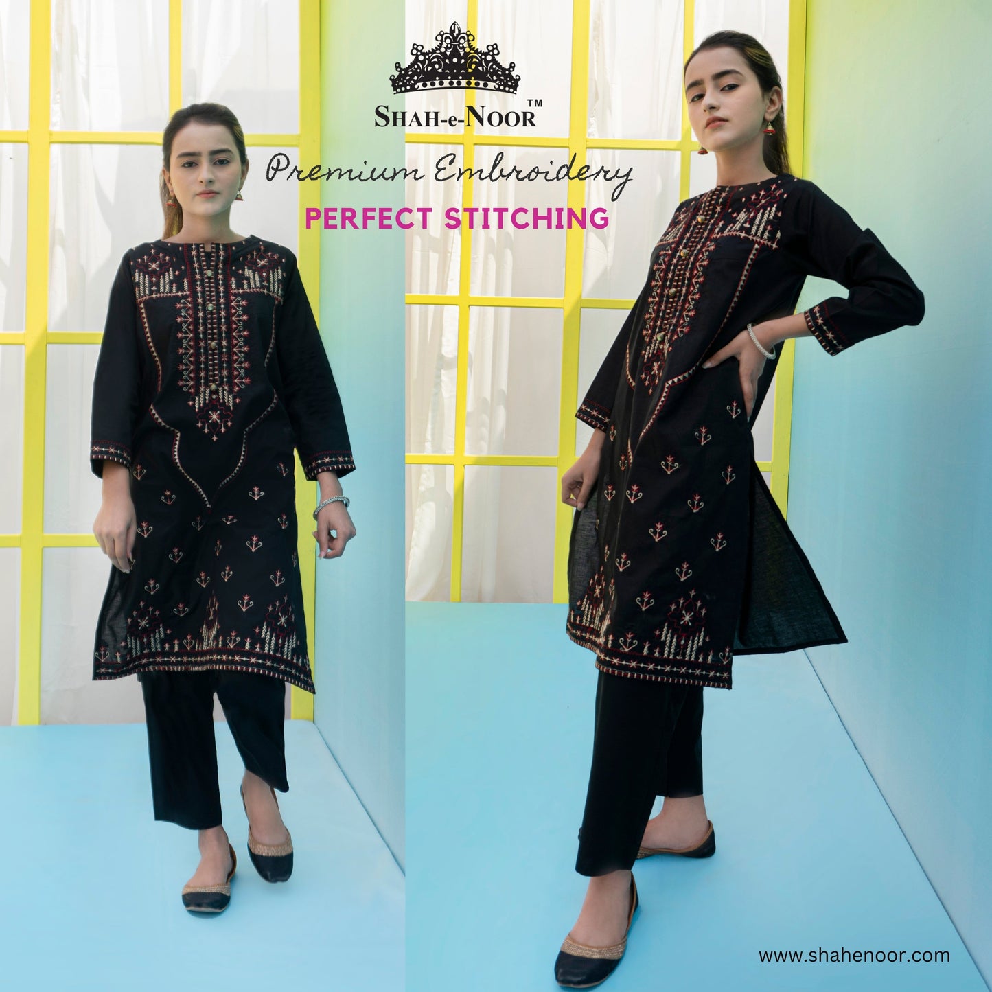 SN 112 cambric embroidered suit Shah e Noor 