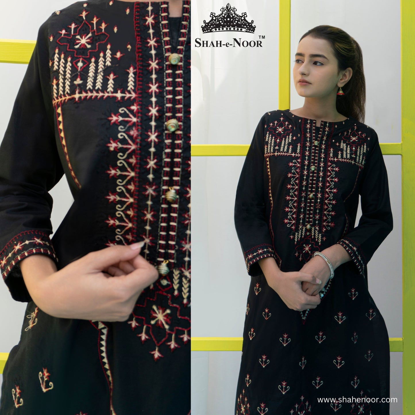 SN 112 cambric embroidered suit Shah e Noor 