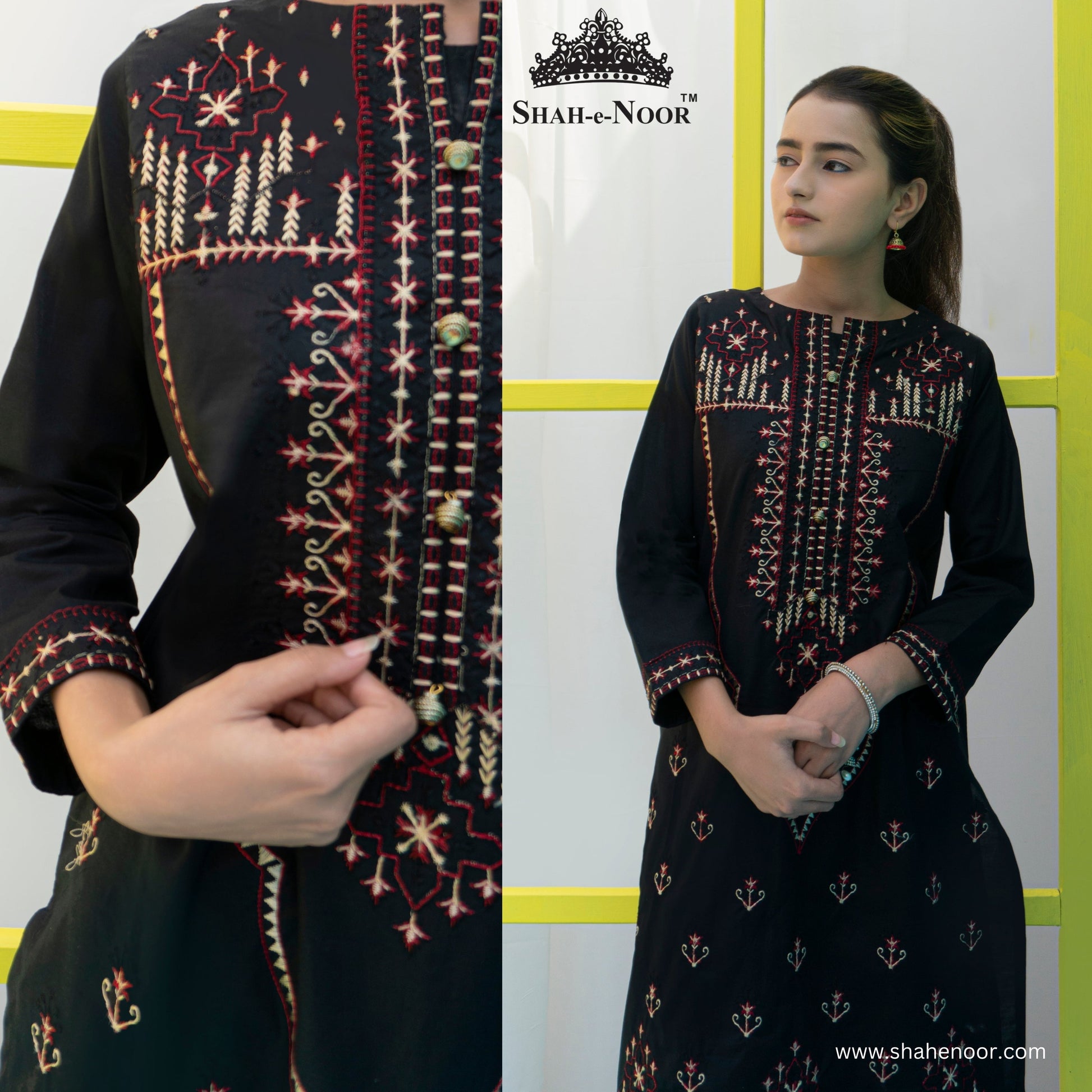 SN 112 cambric embroidered suit Shah e Noor 