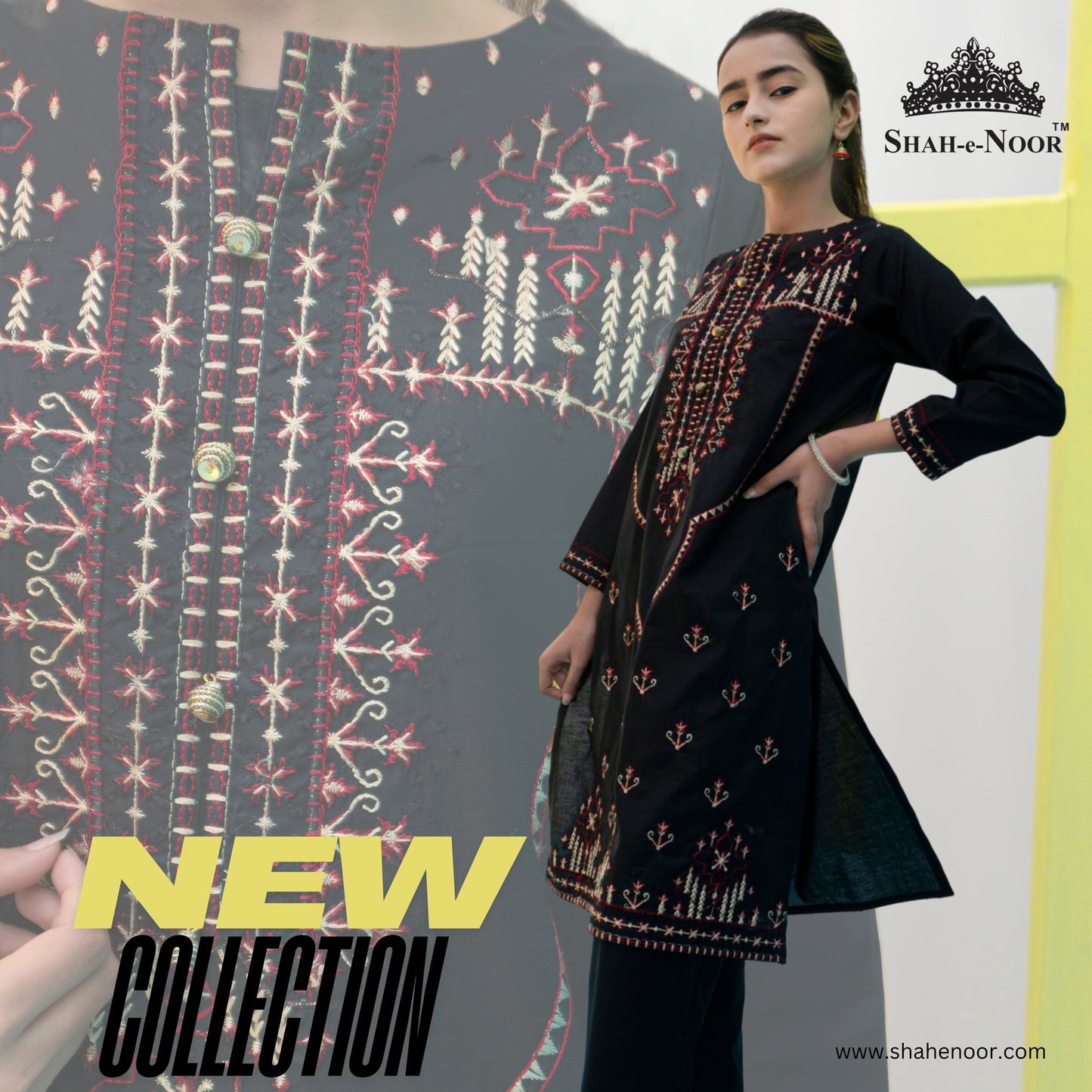 SN 112 cambric embroidered suit Shah e Noor 