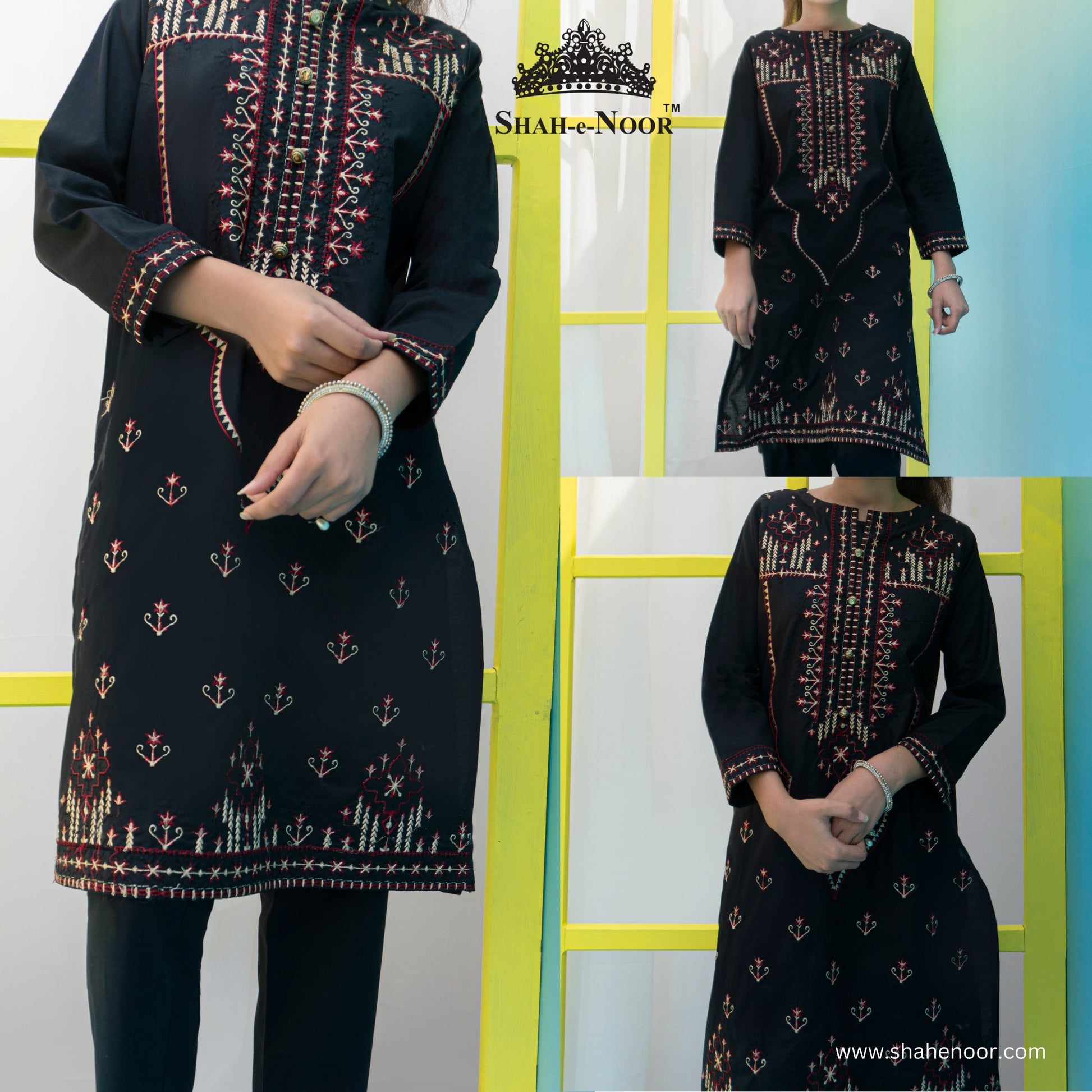 SN 112 cambric embroidered suit Shah e Noor 