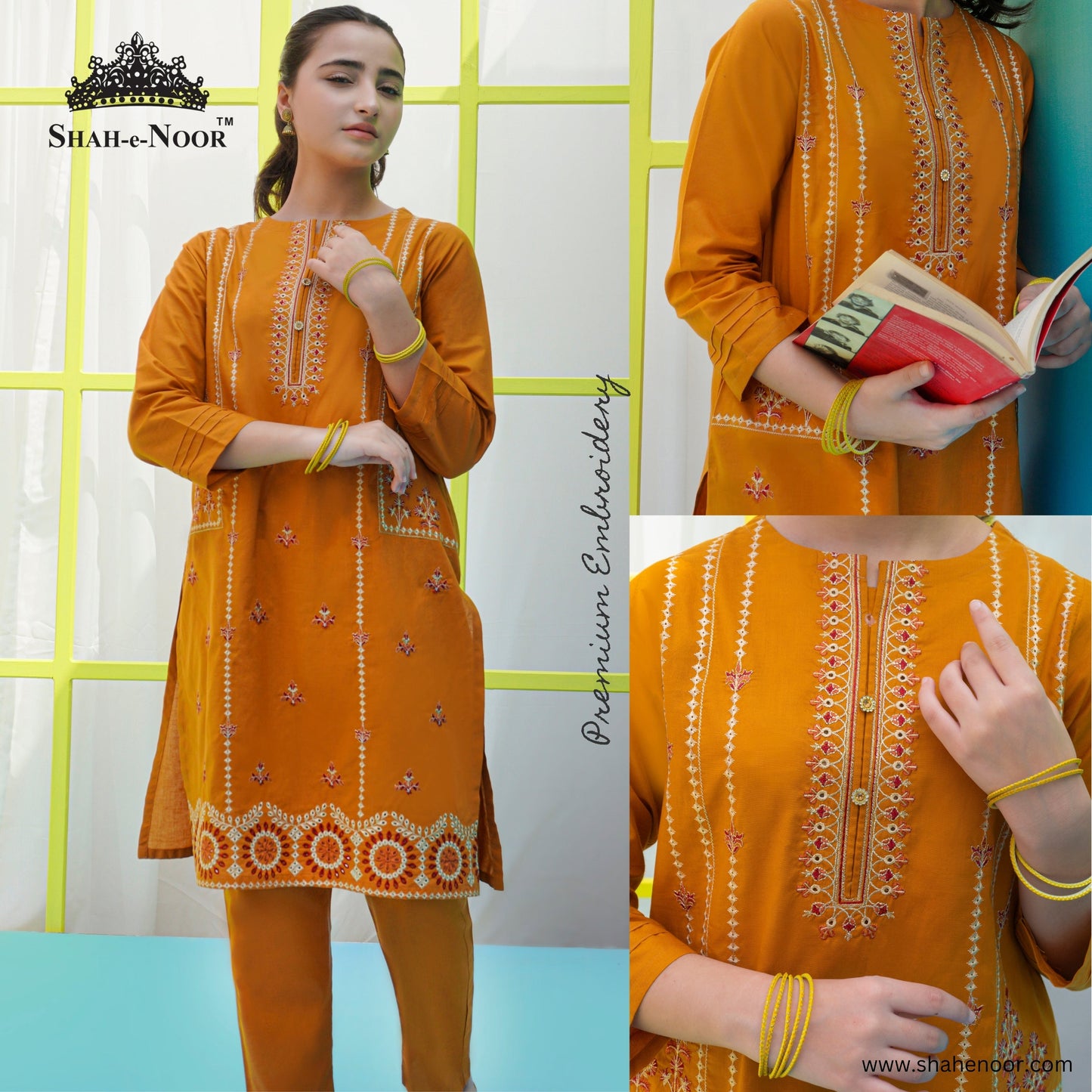 SN 114 cambric embroidered suit Shah e Noor 