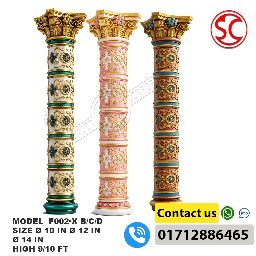 APM002X Plastic Roman concrete column mold 10 12 14 inch diameters 9ft 10ft