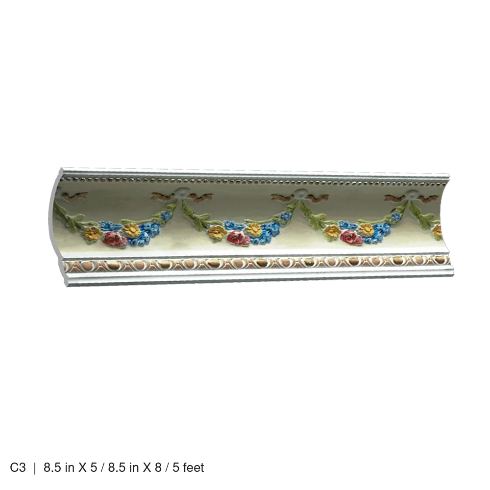 Fiberglass Gypsum Cornice Mold C3 C3 8.5 in X 5 / 8.5 in X 8 / 5 feet